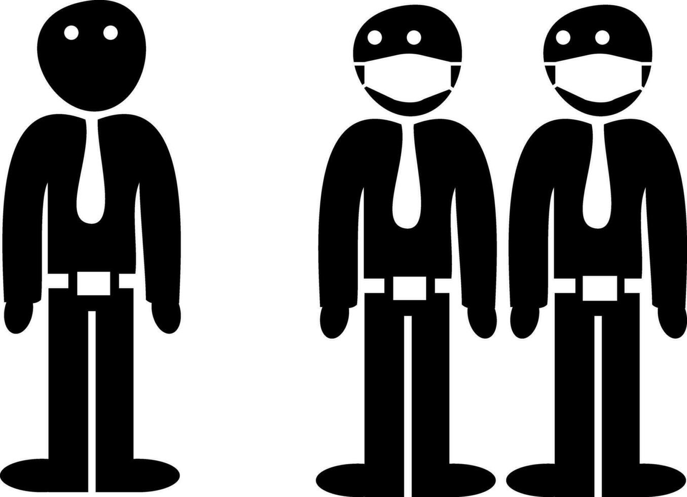 Men in masks looking at the one without it. Vector men vector illustration