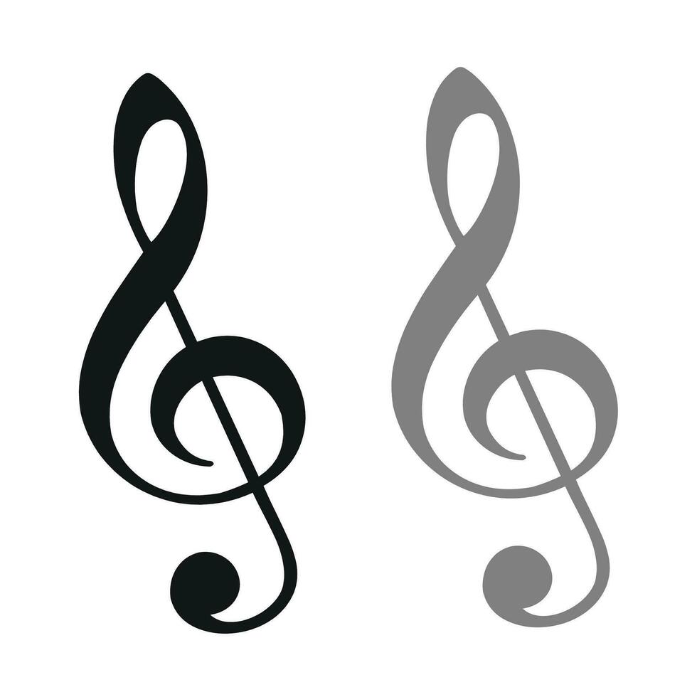 Treble clef icon isolated over white background. Musical vector icons for websites, musical apps and decoration purposes