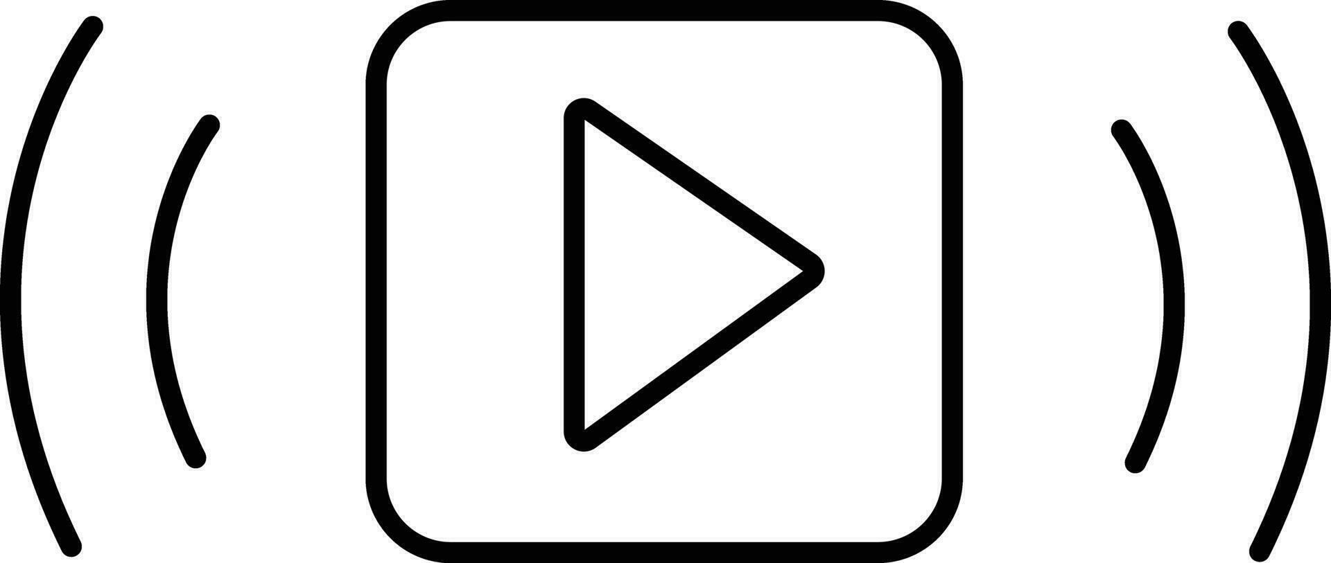 vídeo transmisión icono, negro jugar botón forma, vector ilustración