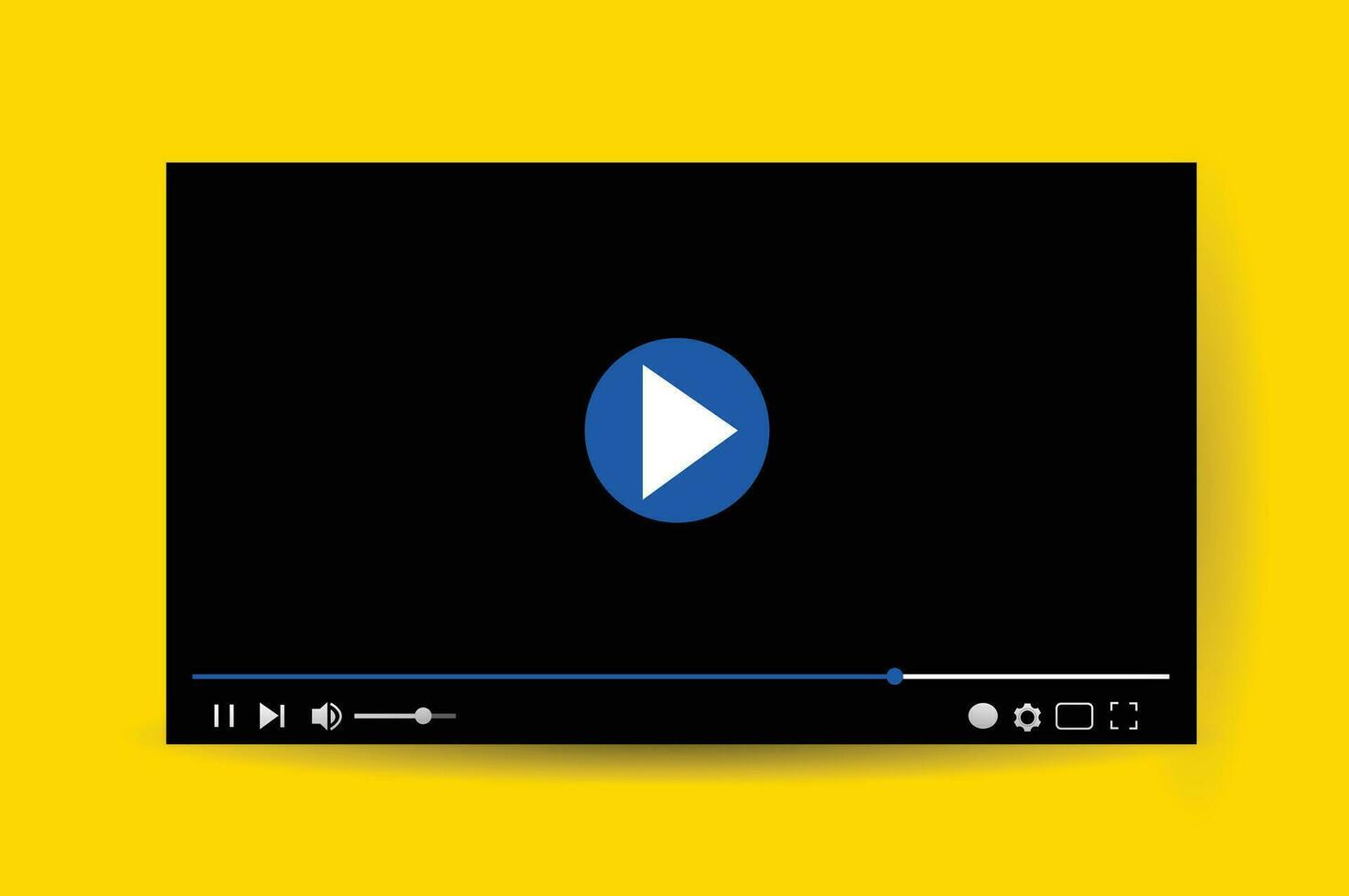 multimedia vídeo jugador con sombra. vídeo transmisión en colores de el ucranio bandera, ucranio Noticias concepto vector ilustración