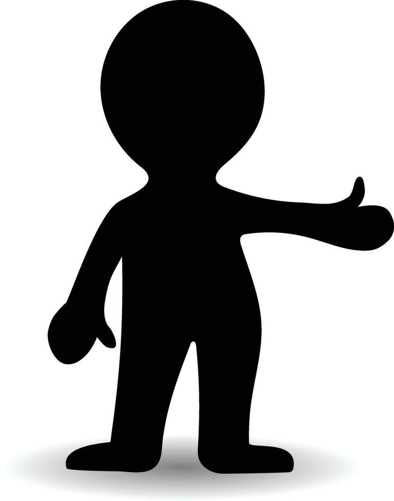 Thumb up man character, male silhouette shape vector