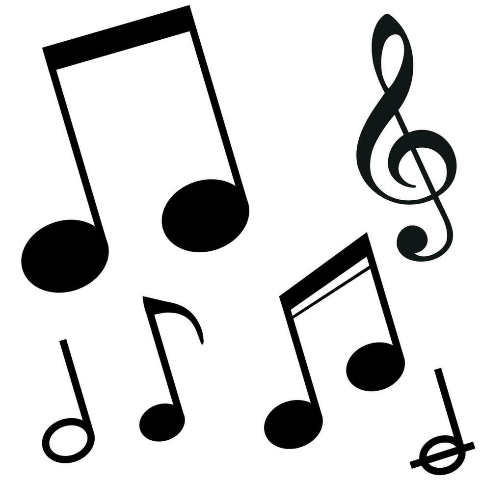 música notas íconos aislado terminado blanco antecedentes. musical vector íconos para sitios web, musical aplicaciones y decoración propósitos