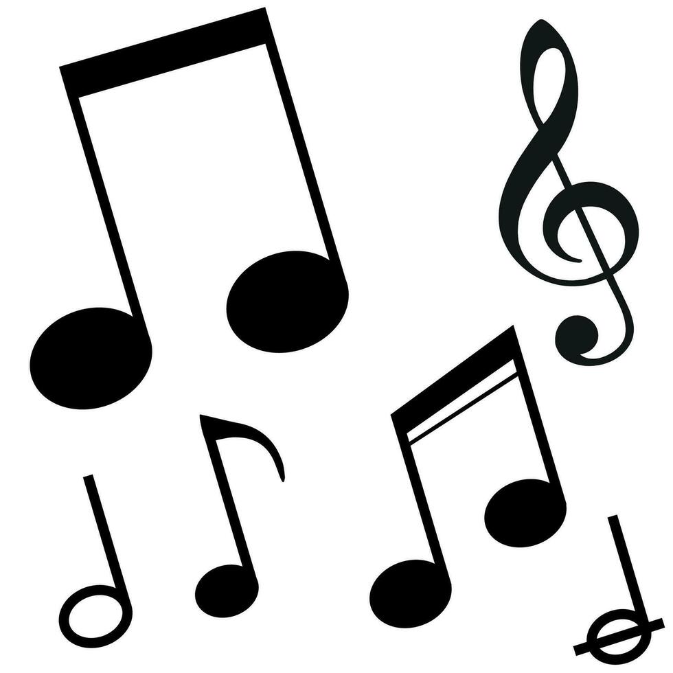 Music notes icons isolated over white background. Musical vector icons for websites, musical apps and decoration purposes