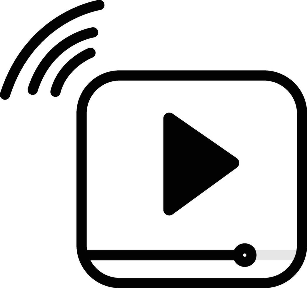 Video streaming icon, black play button shape, vector illustration