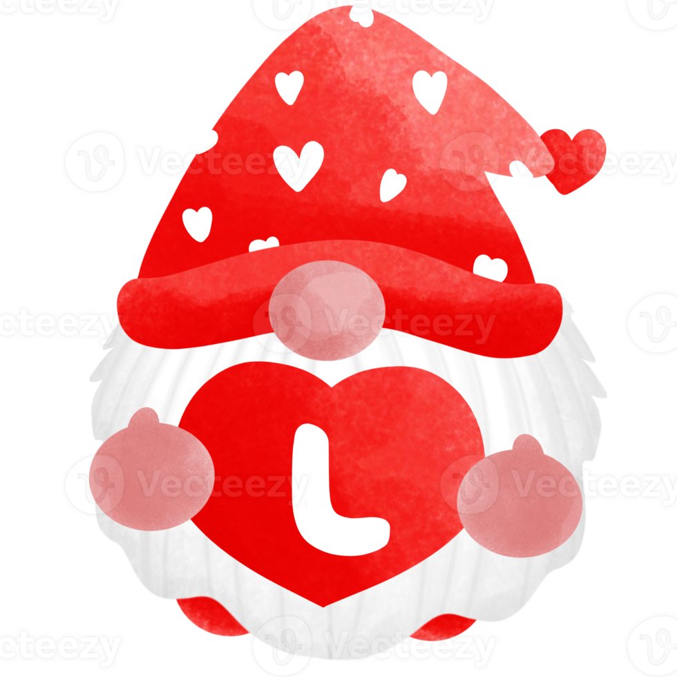 Gnome holding a heart with the word love png