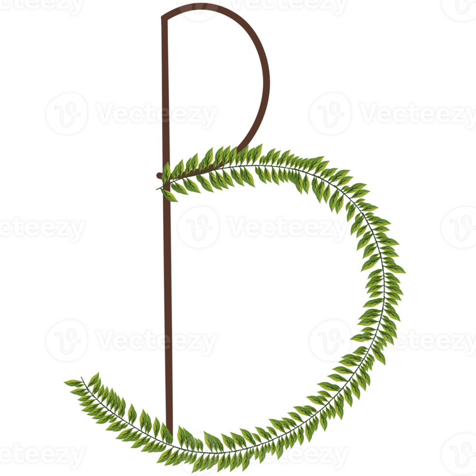 Alphabet a-z wrapped around fern leaves png
