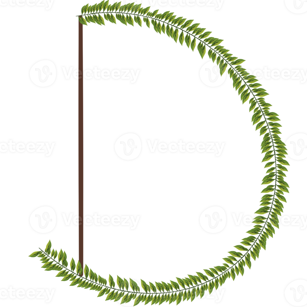 Alphabet a-z wrapped around fern leaves png