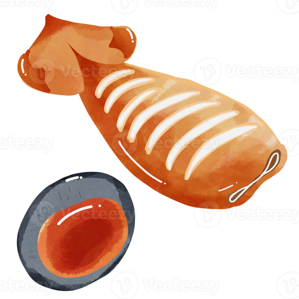 Grilled Squid and Seafood Sauce png