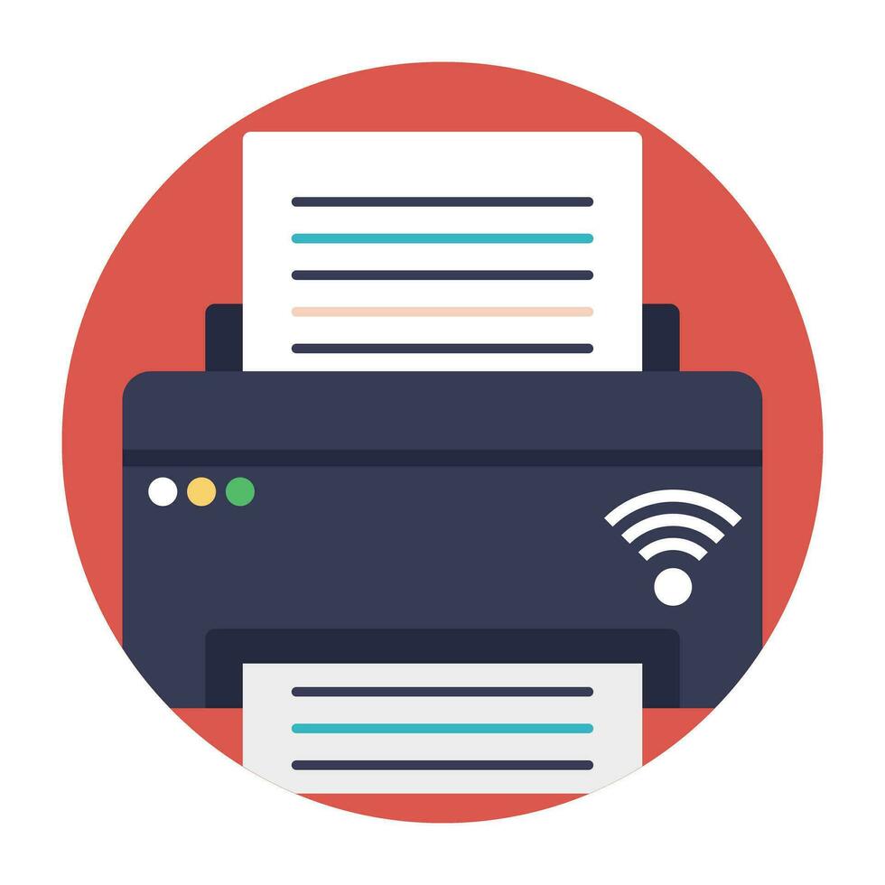 Wireless printer connected via wifi, network printing vector