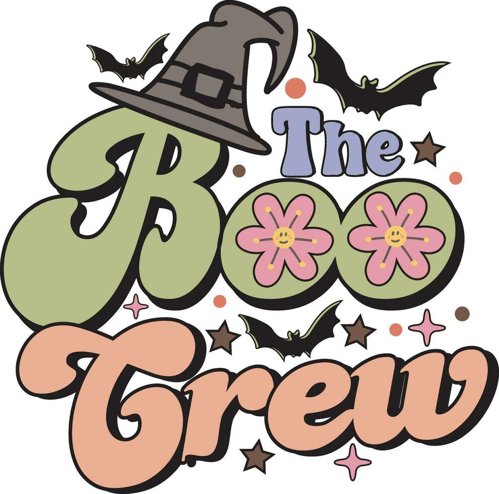 The Boo Crew Funny cute boo Retro Halloween T shirt Design vector