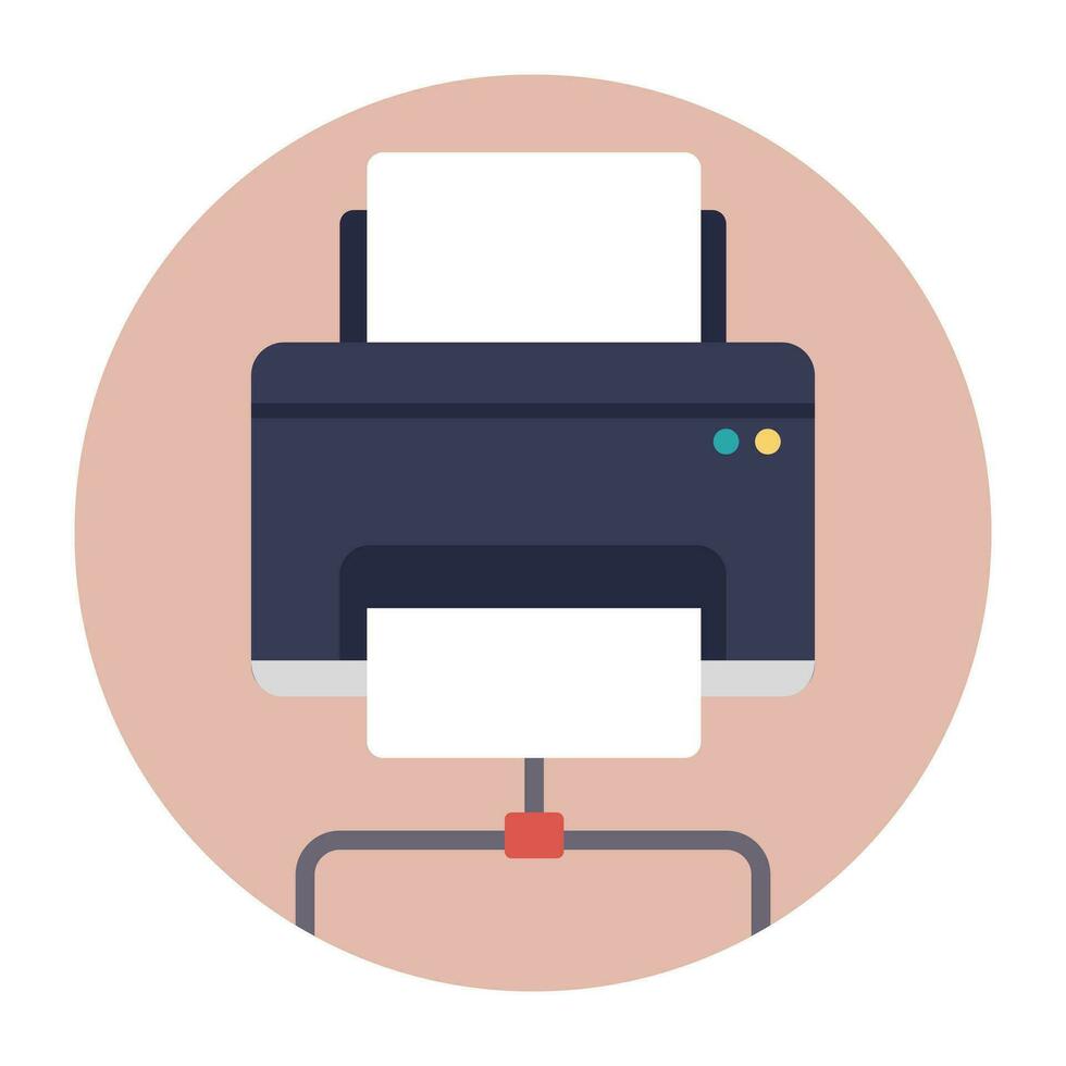 Client server connected to printer, network printing vector