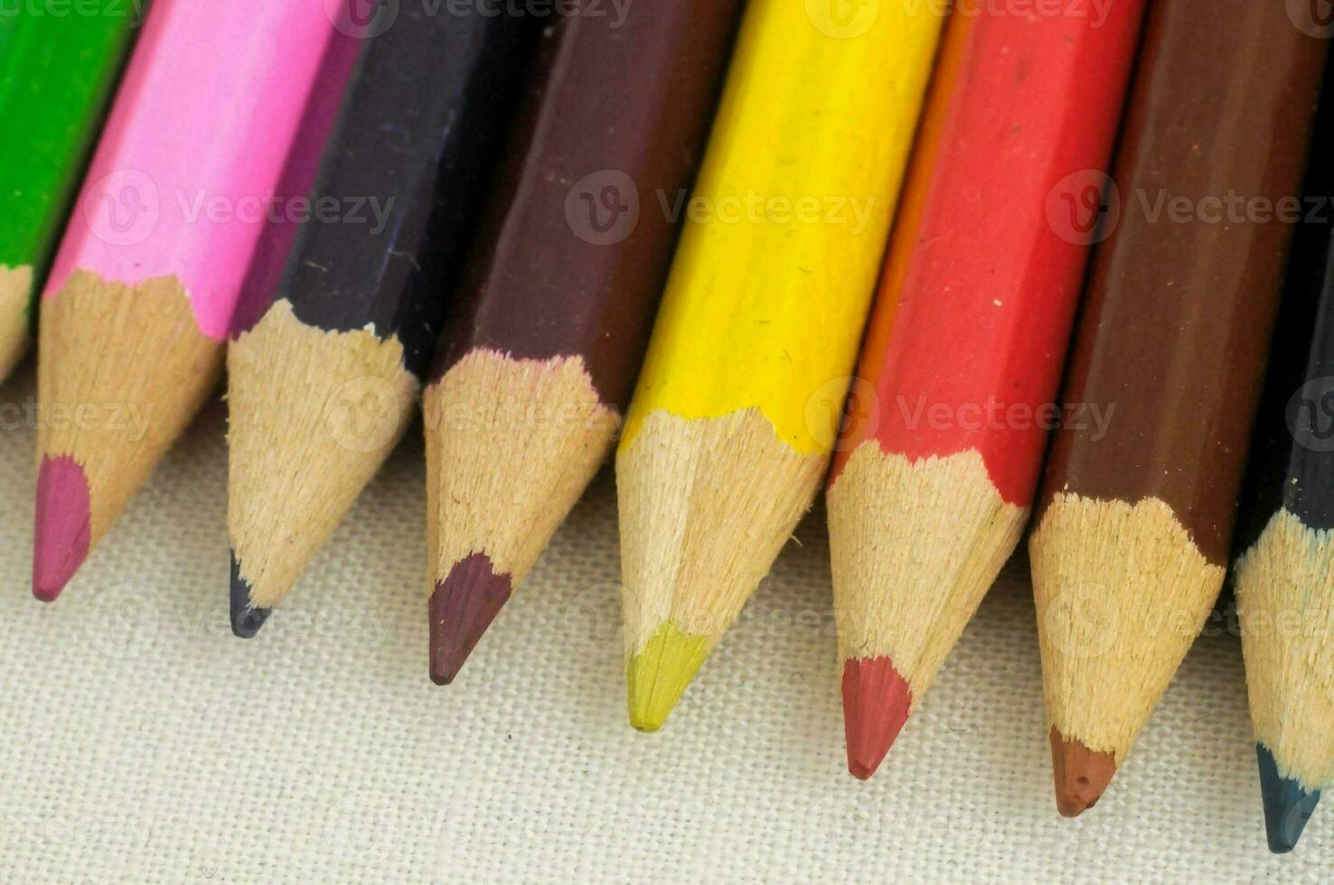 a group of colored pencils in a row photo