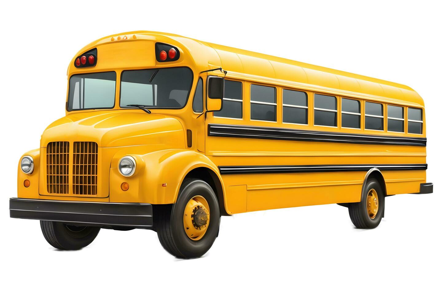 Ai generative Yellow school bus illustration isolated on white, transparent background photo