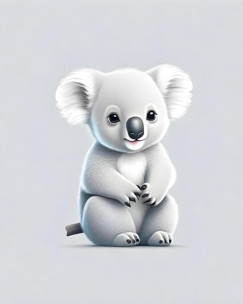 Ai generative illustration of adorable cute baby koala bear photo