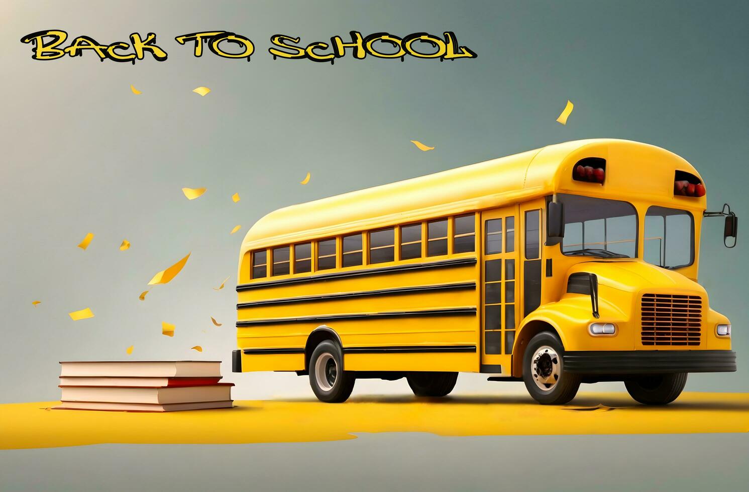 Ai generative yellow school bus illustration, back to school concept photo