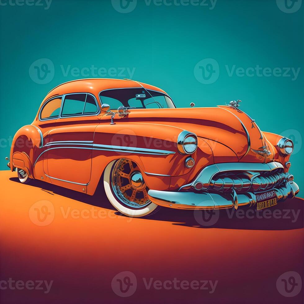 Ai generative Vintage old timer car vector, background, wallpaper photo