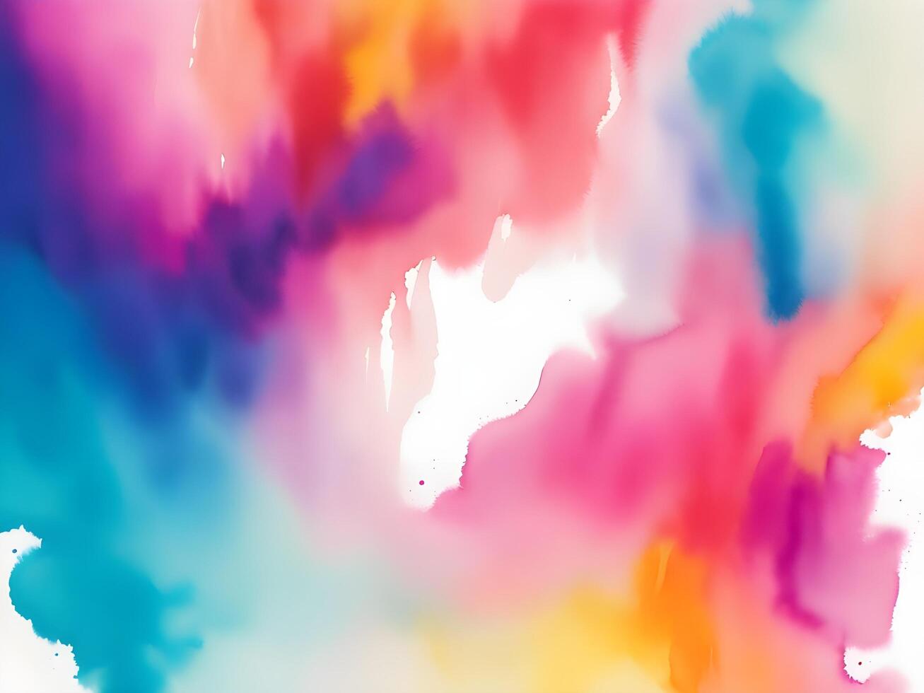 Abstract artistic white background with rainbow watercolour palette and copy space text photo