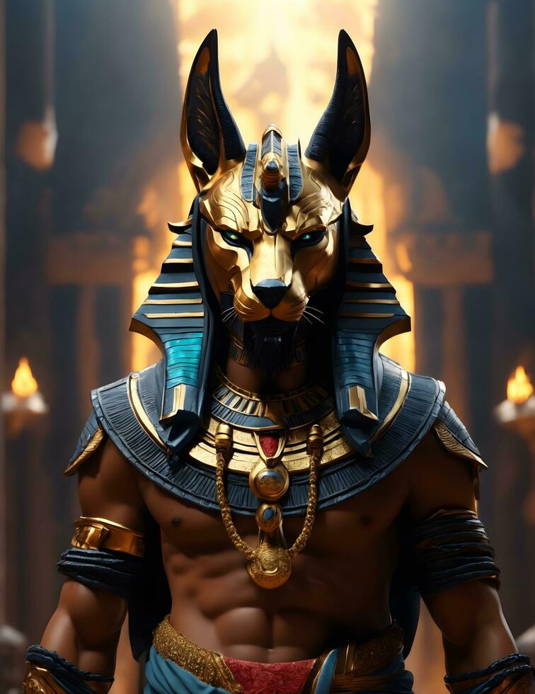 ai generativo retrato og Dios anubis, egipcio mitología nft estilo Arte foto