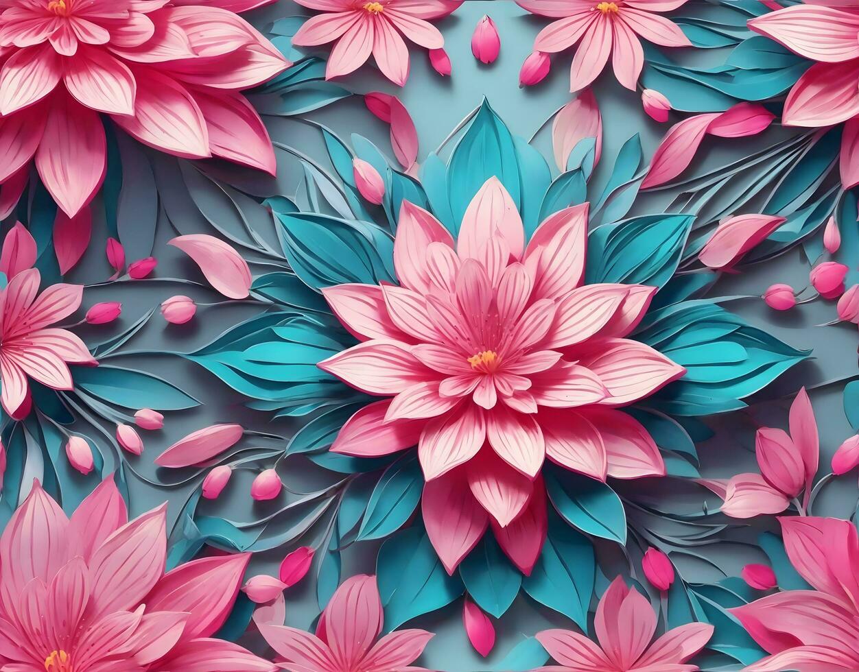 Ai generative Beautiful flower background, seamless pattern design, wallpaper photo