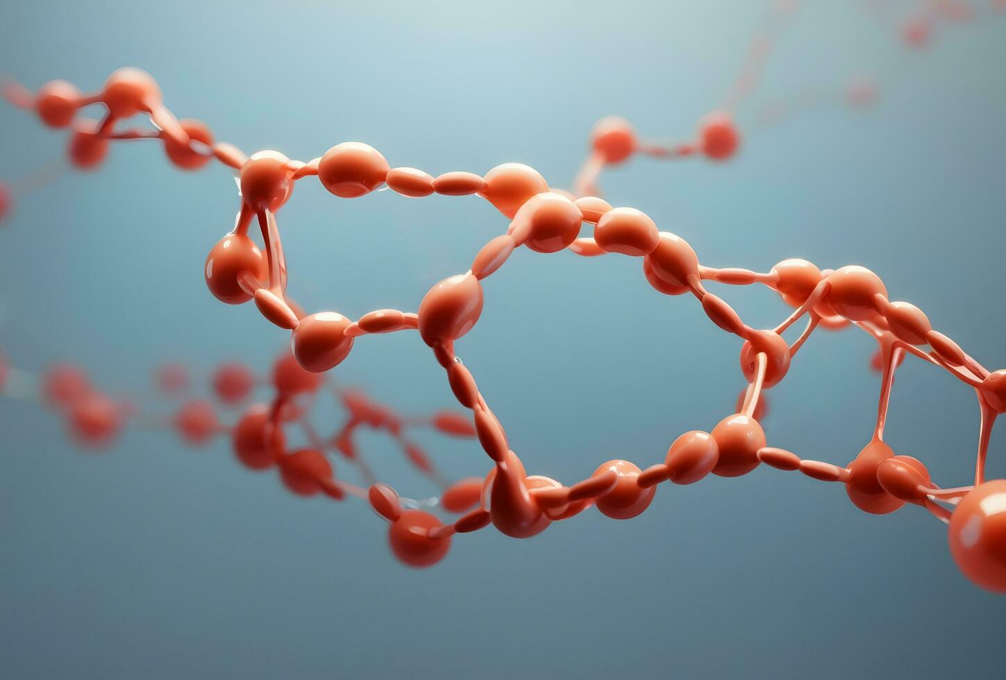Ai generative molecular dna structure 3d model background design, banner with copy space text photo