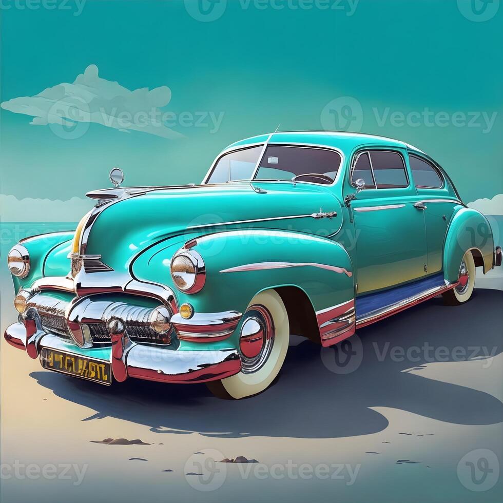 Ai generative Vintage classic car vector photo