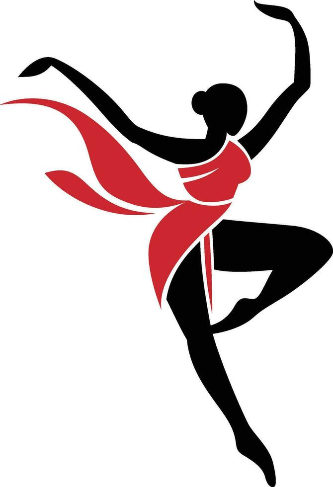 Ballet dancer ballerina logo template simple style vector , Female Dancer , dancing academy logo , symbol , clip art , dancer in red dancing stock vector