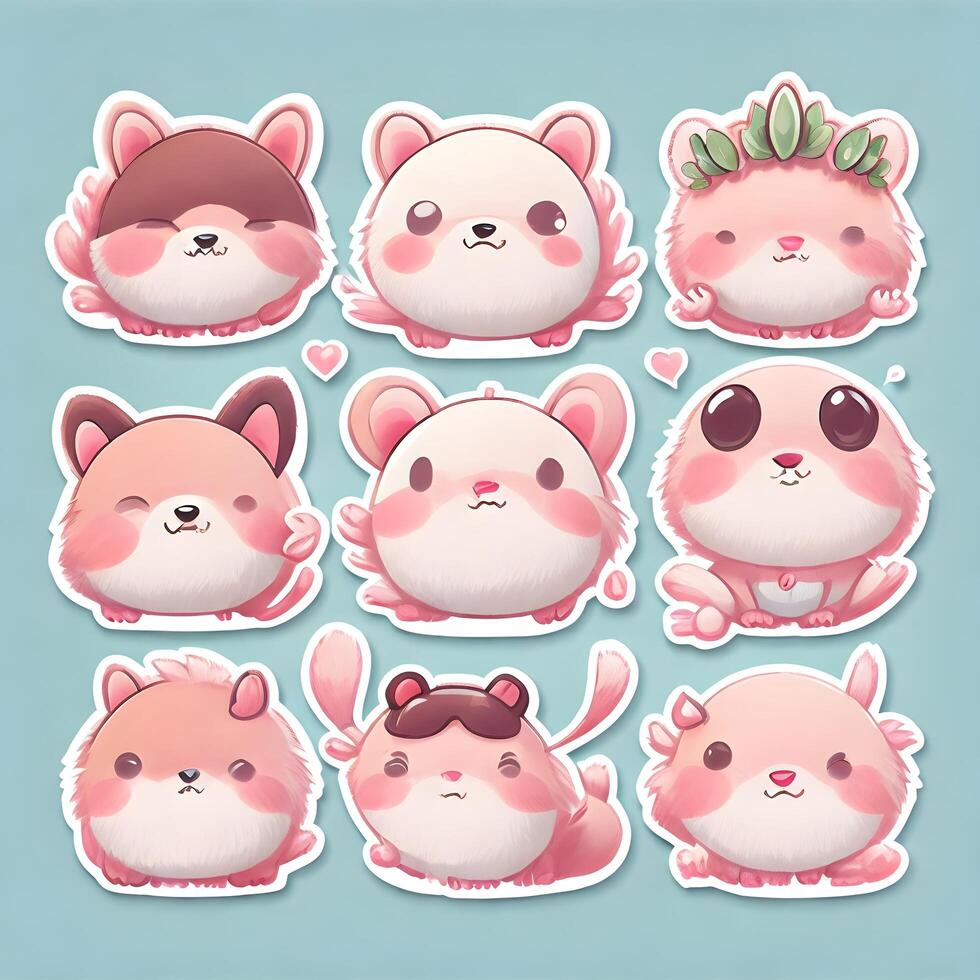 cute adorable animals sticker set photo