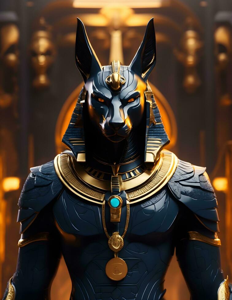 Ai generative Portrait og God Anubis, Egyptian mythology nft style art photo