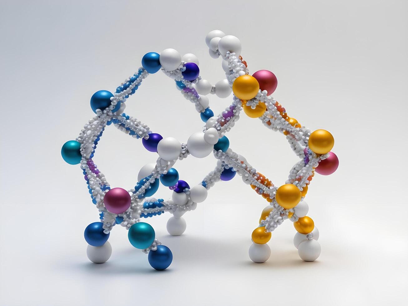 Ai generated Concept design, 3d render of molecular dna structure on white background photo