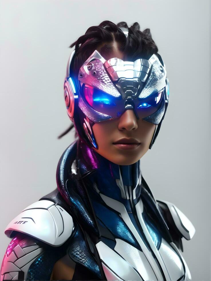 ai generativo cyborg robótico mujer, futurista humanoide diseño foto