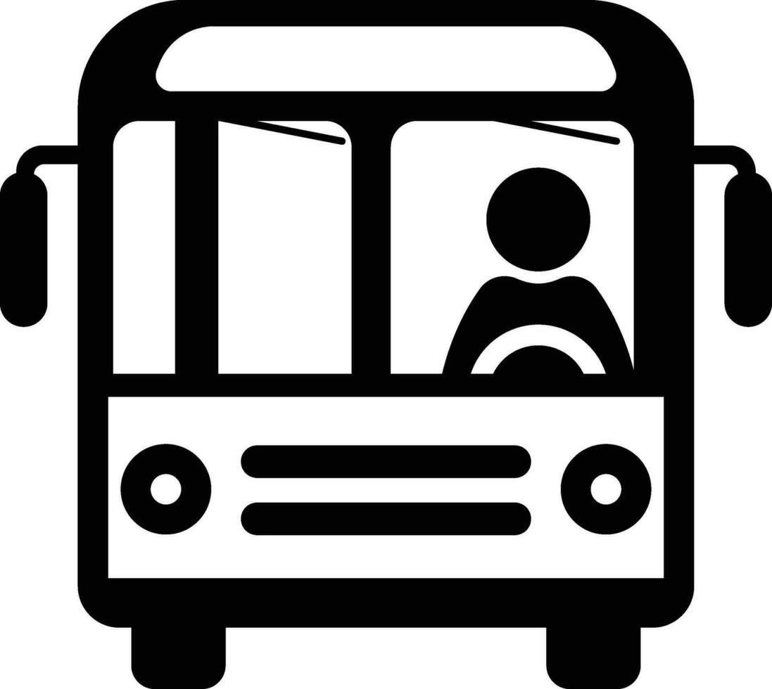 autobús conductor icono aislado autobús en blanco fondo, autobús frente ver con un conducir negro y blanco cilp Arte , símbolo valores vector imagen