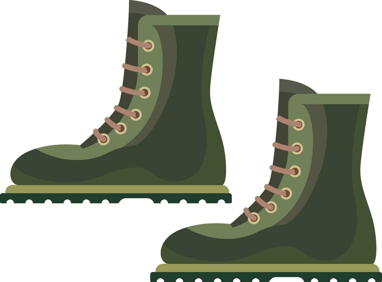 army ankle boots flat style vector illustration, Green Military boots , high ankle shoes stock vector image