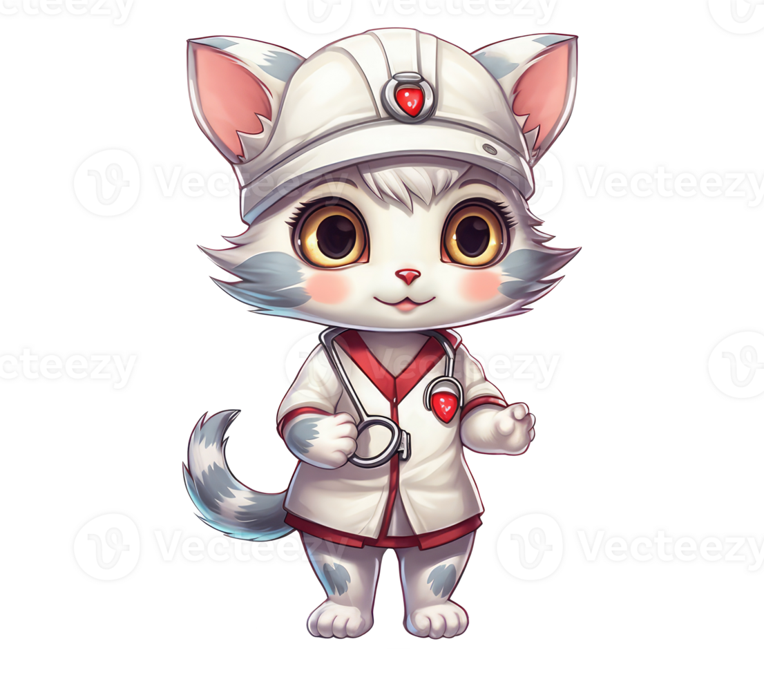a cartoon cat wearing a doctor's uniform . png