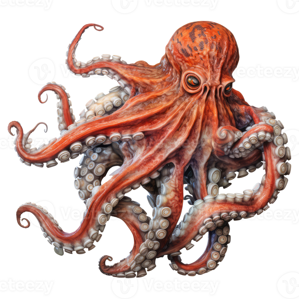 Octopus isolated on transparent background . AI Generated png