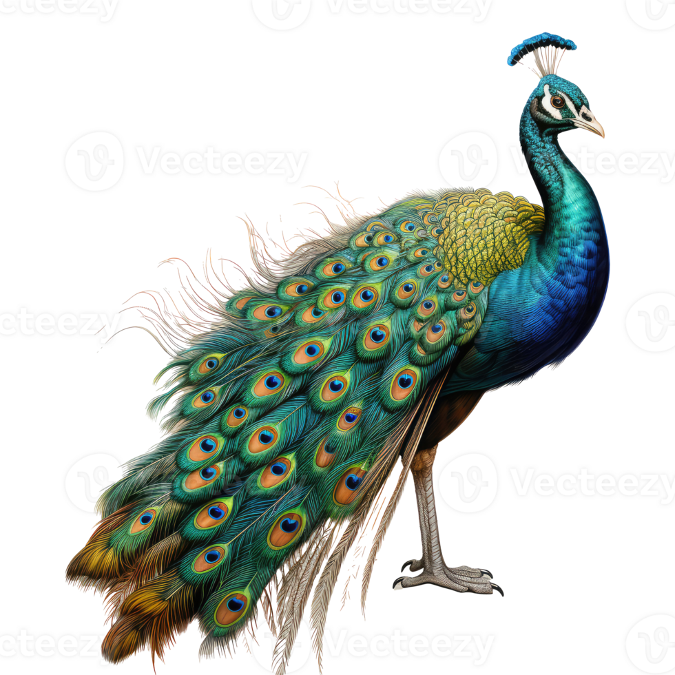 Peacock isolated on transparent background . AI Generated png