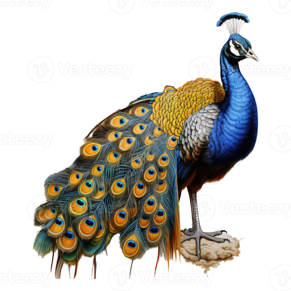 Peacock isolated on transparent background . AI Generated png