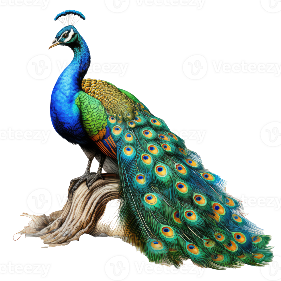 Peacock isolated on transparent background . AI Generated png