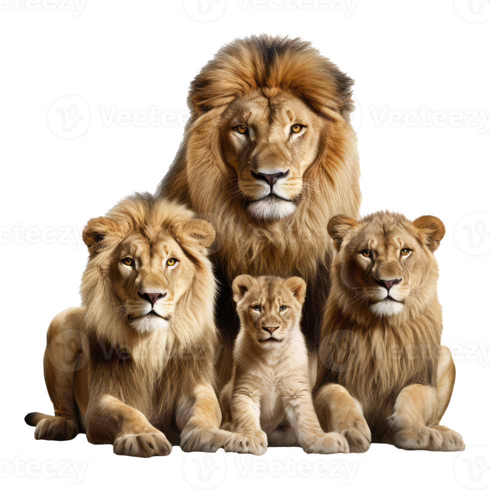 Lion family isolated on transparent background . AI Generated png