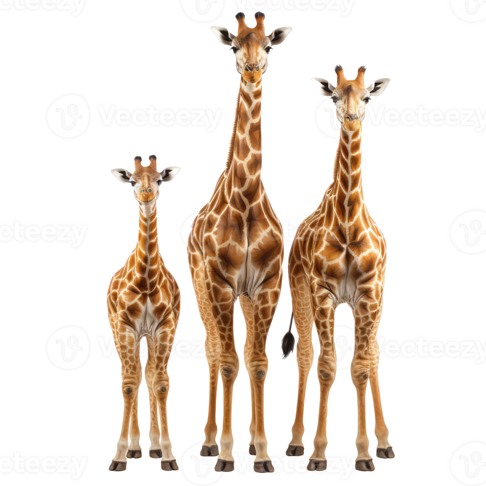 Giraffe family isolated on transparent background . AI Generated png