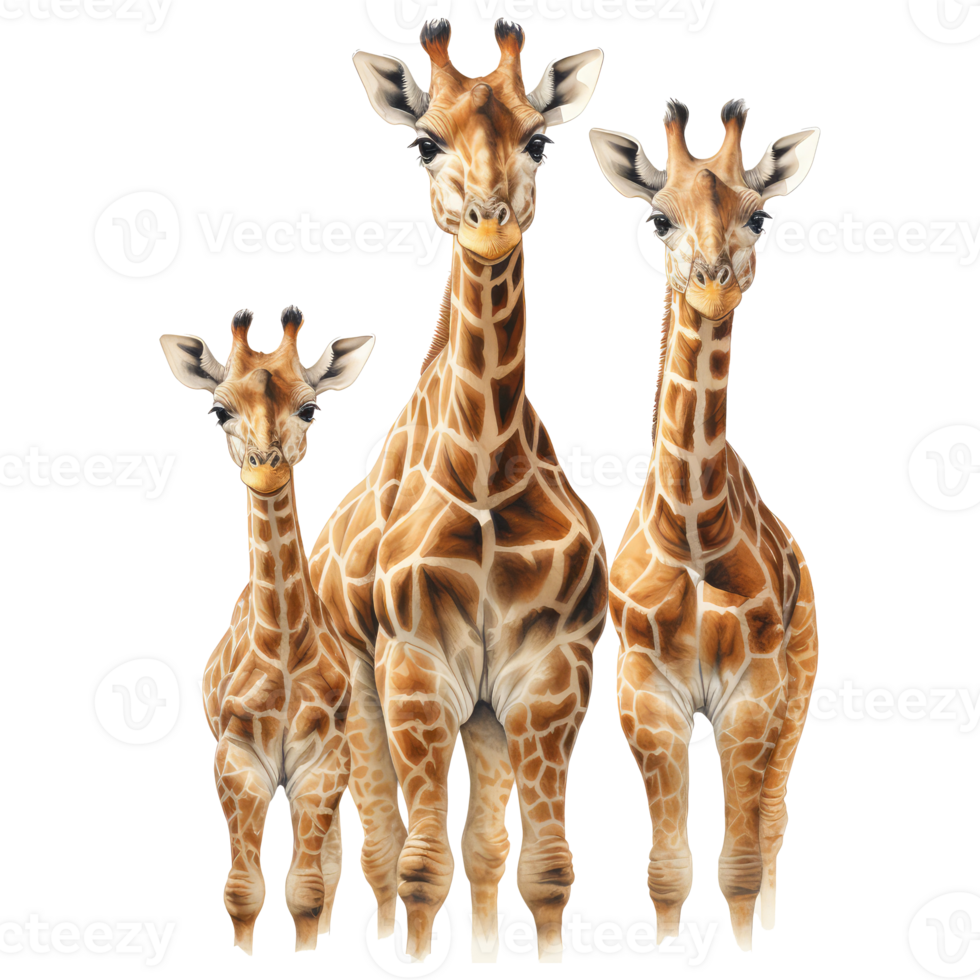 Giraffe family isolated on transparent background . AI Generated png