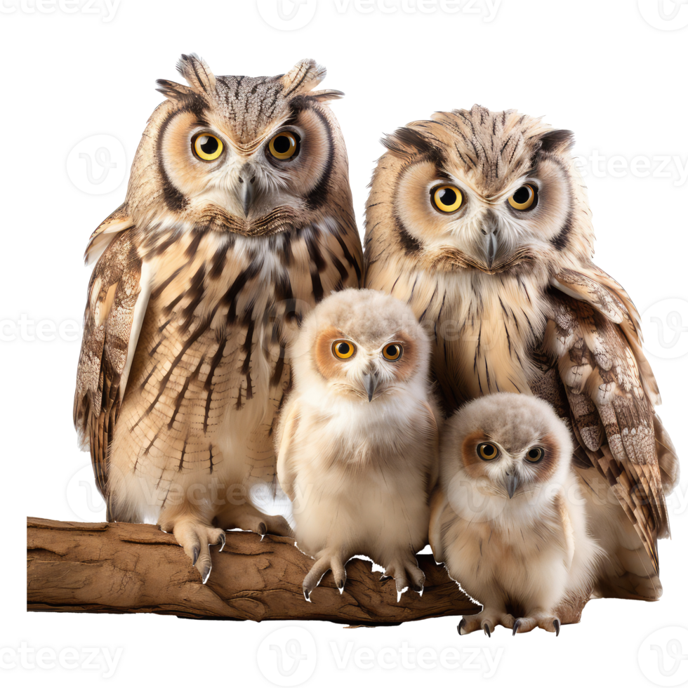 Owl family isolated on transparent background . AI Generated png