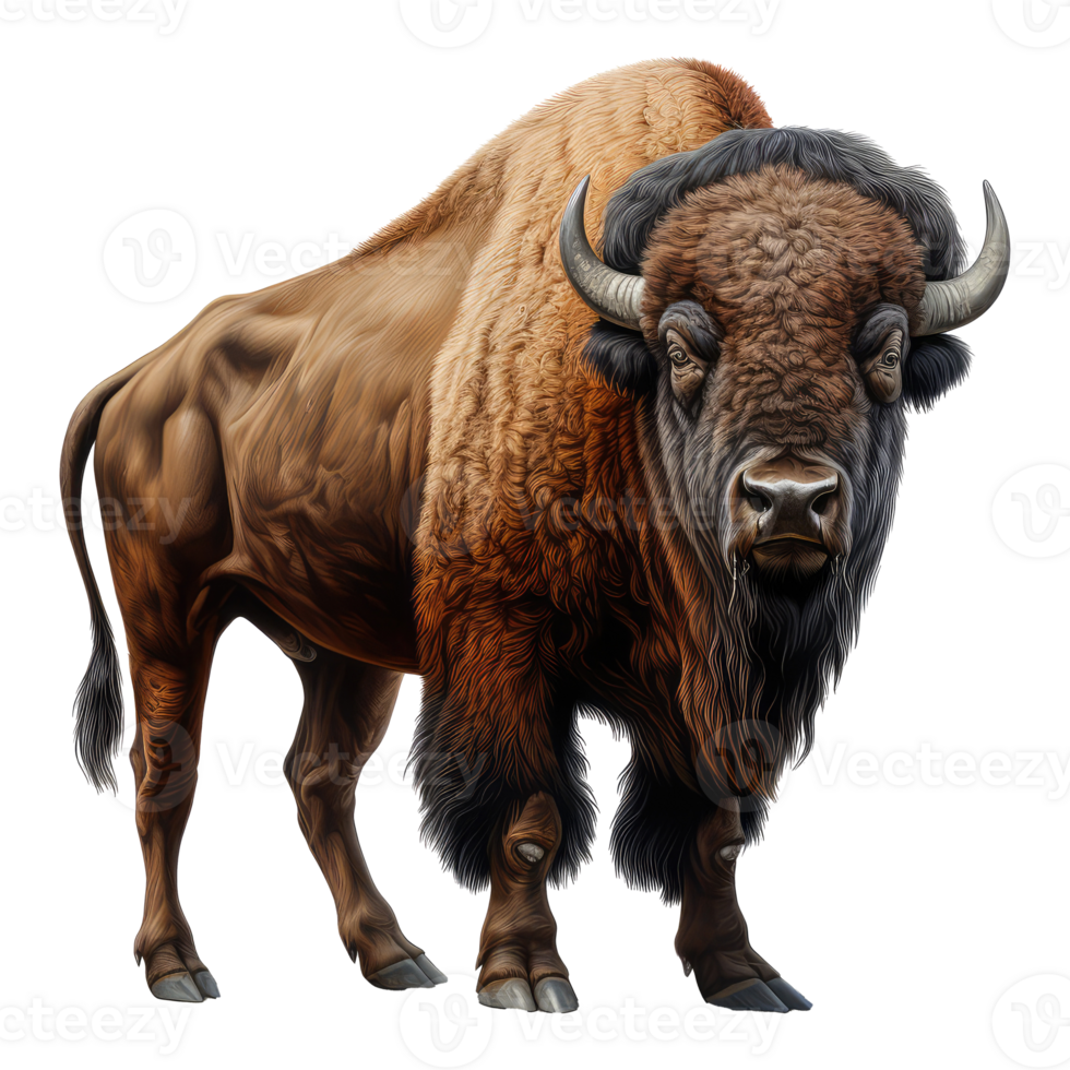 Bison isolated on transparent background . AI Generated png