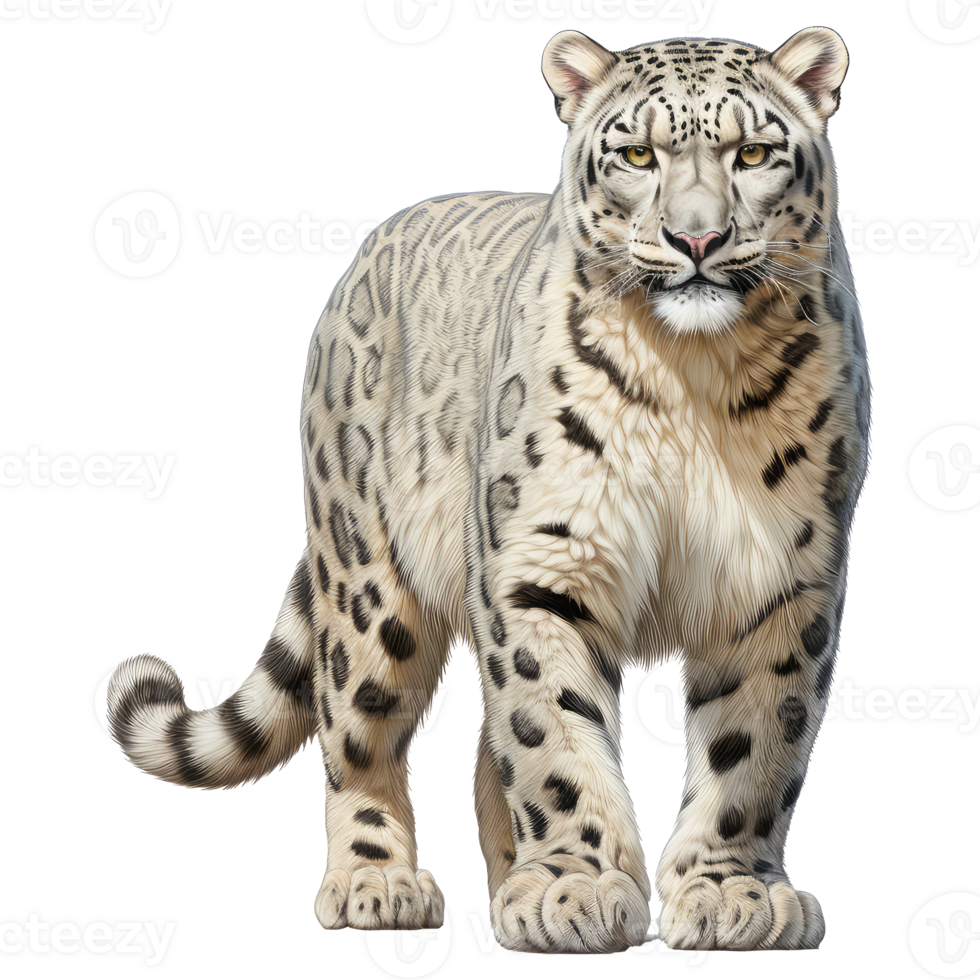 Snow leopard isolated on transparent background . AI Generated png