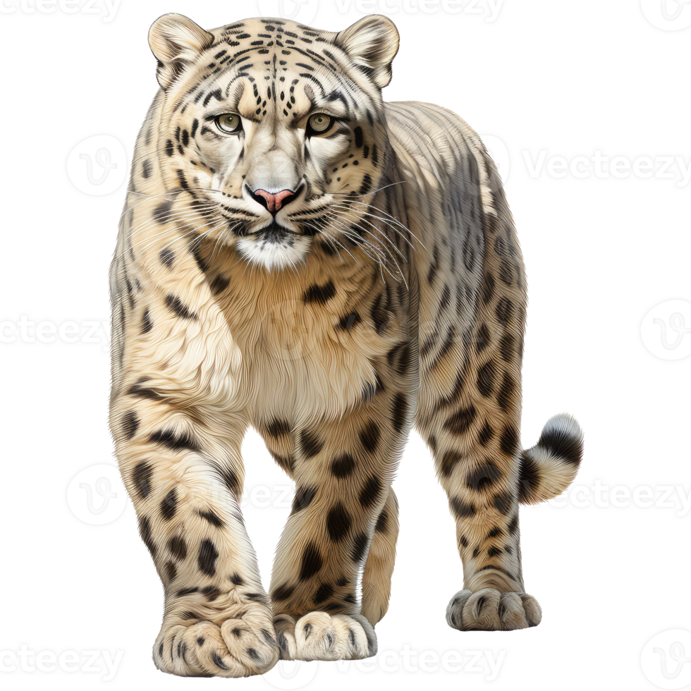 Snow leopard isolated on transparent background . AI Generated png
