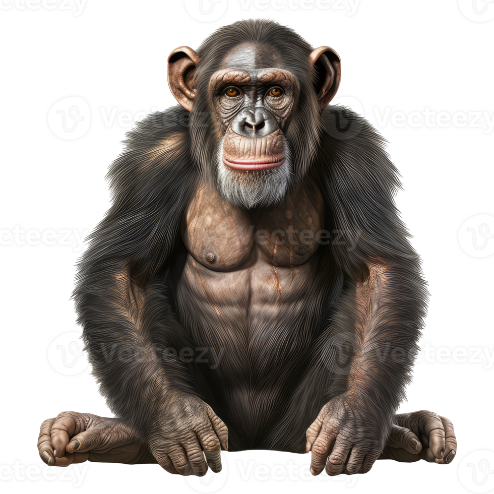 chimpanzee isolated on transparent background . AI Generated png