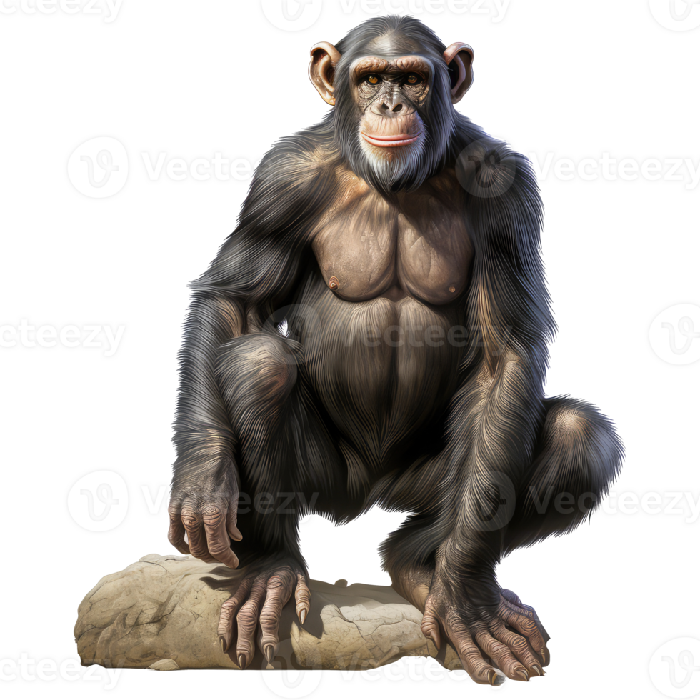 chimpanzee isolated on transparent background . AI Generated png
