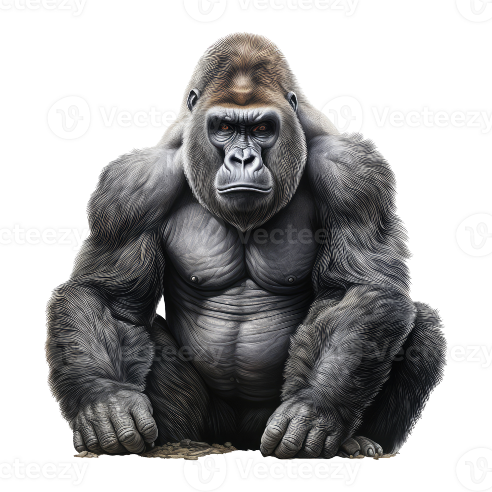 Gorilla isolated on transparent background . AI Generated png