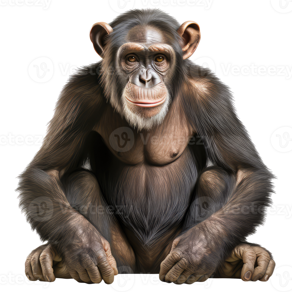 chimpanzee isolated on transparent background . AI Generated png