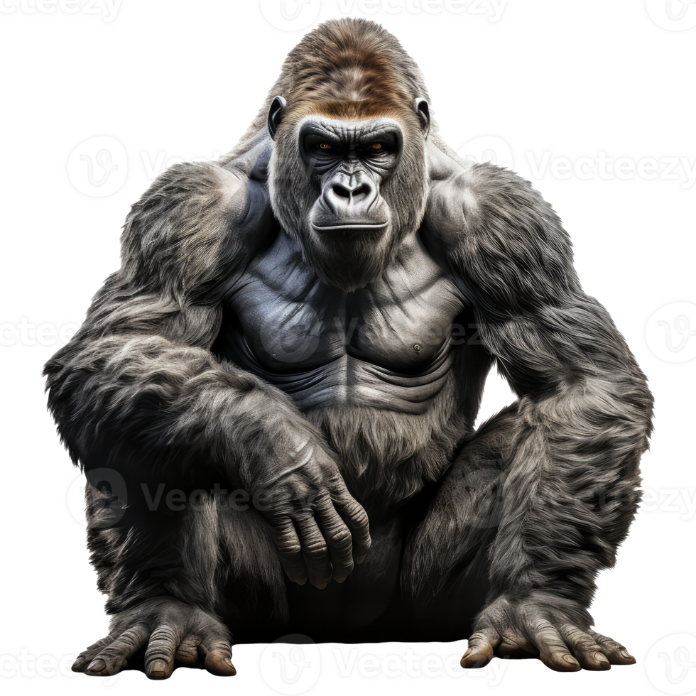 Gorilla isolated on transparent background . AI Generated png
