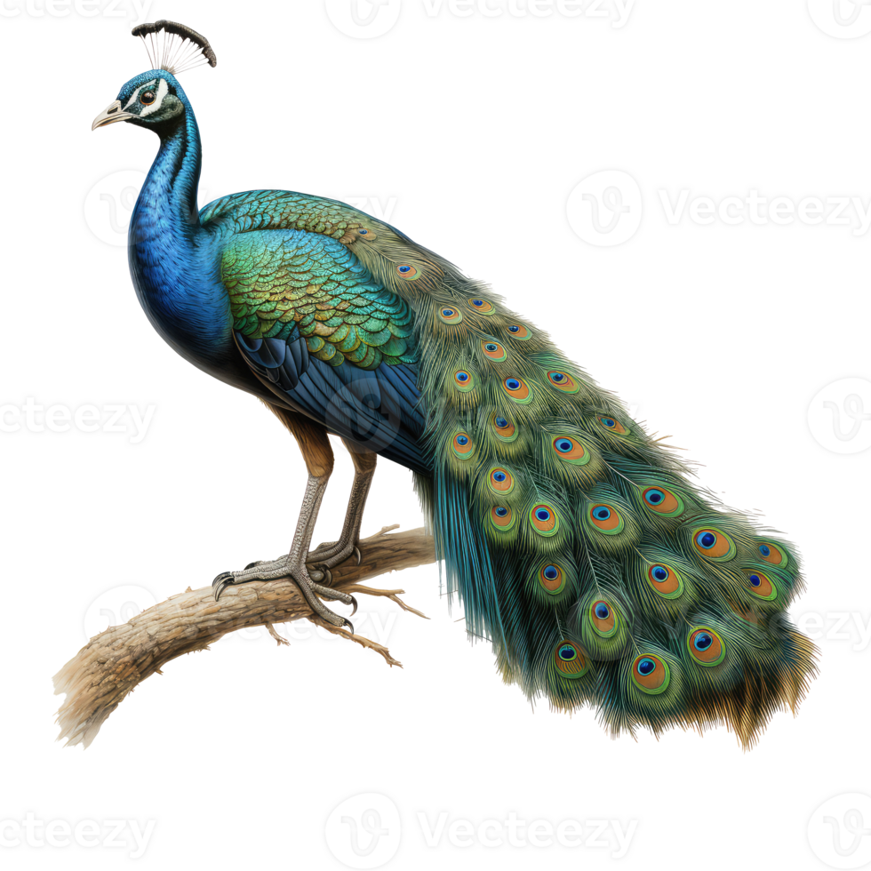 peacock isolated on transparent background . AI Generated png
